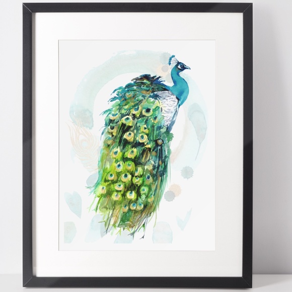 Other - Watercolor Peacock Wall Art Illustration Print Poster Card Unframed